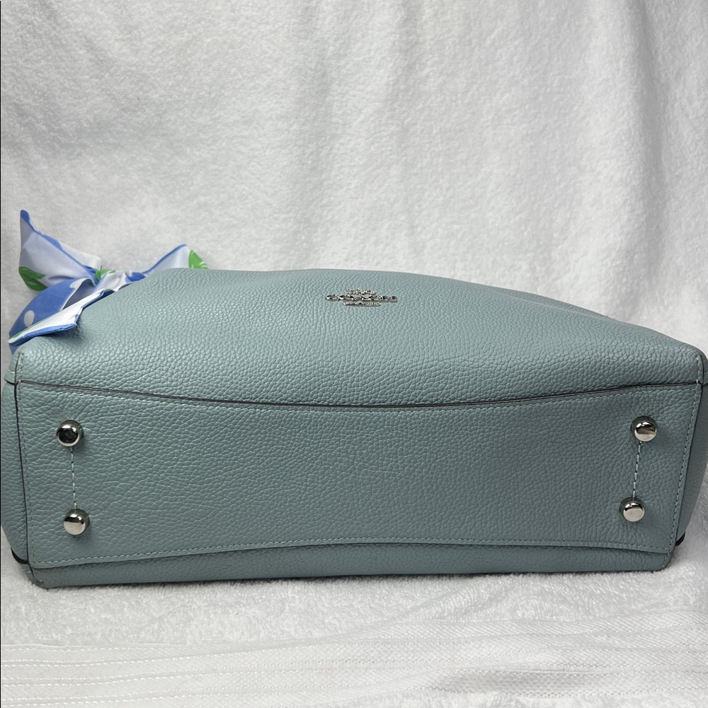 Coach 2019 Light Blue Shoulder Bag with Floral Scarf - Picture 3 of 15